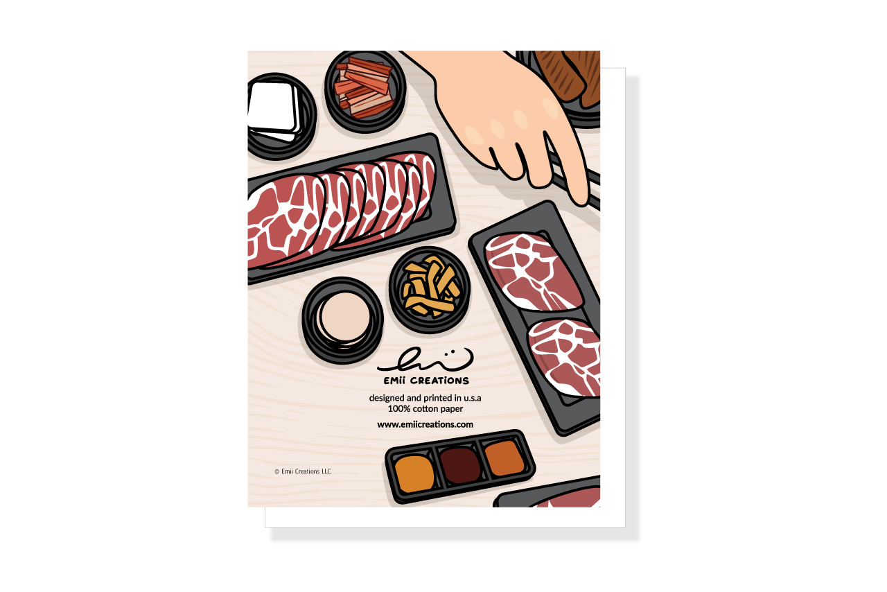 Cooked KBBQ Card - Korean BBQ Foodie Love Pun