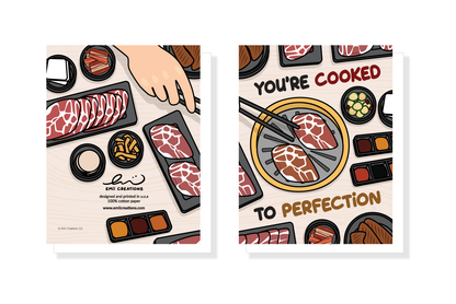Cooked KBBQ Card - Korean BBQ Foodie Love Pun