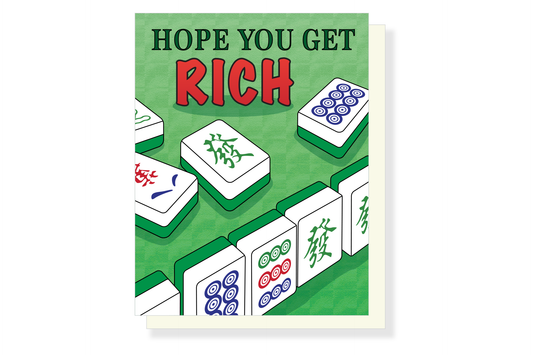 Hope You Get Rich Mahjong Card - Cute Asian Funny Greeting Card