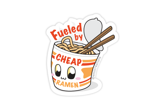 Noodle Fueled by Cheap Ramen Vinyl Stickers