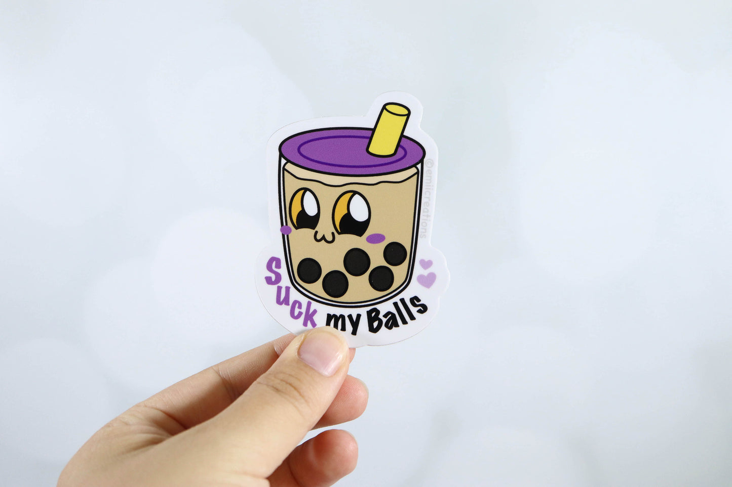 Boba Suck My Balls Vinyl Stickers - Cute Punny Naughty Asian Food Drink