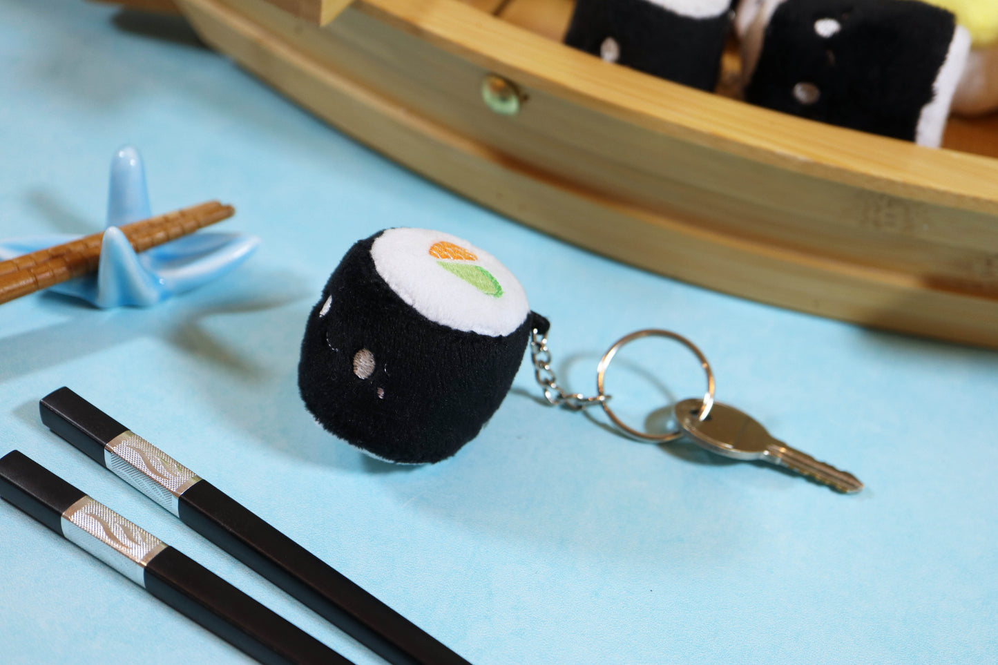 Cute Sushi Roll Keychain - with Heart Shaped Salmon Avocado
