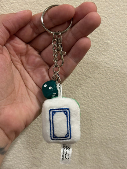 Cute Mahjong Tile Plush Keychain - Fa, Zhong, Bai, Ba Wan, Qi, and Mei Tiles