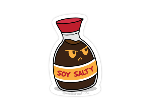 Salty Soy Sauce Sticker Vinyl Sticker, Durable & Water Resistant