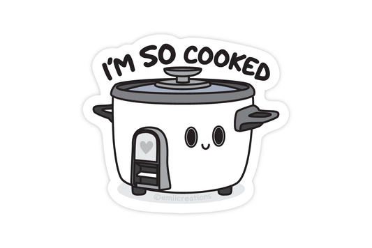 Cooked Rice Cooker Sticker Vinyl Sticker, Durable & Water Resistant