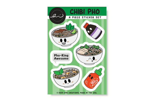 (Pack of 6) Chibi Pho Sticker Sheets ($3 each)