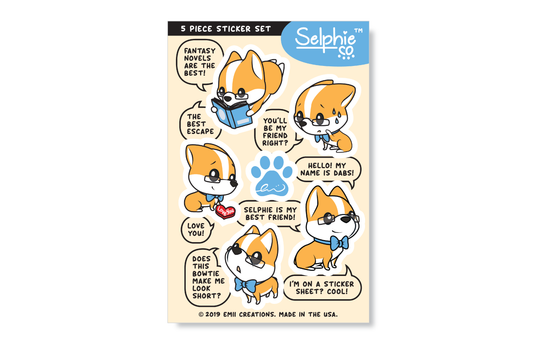 (Pack of 6) Dabs the Corgi Sticker Sheets ($3 each)