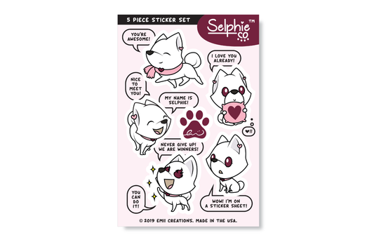 (Pack of 6) Selphie the Shiba Sticker Sheets ($3 each)