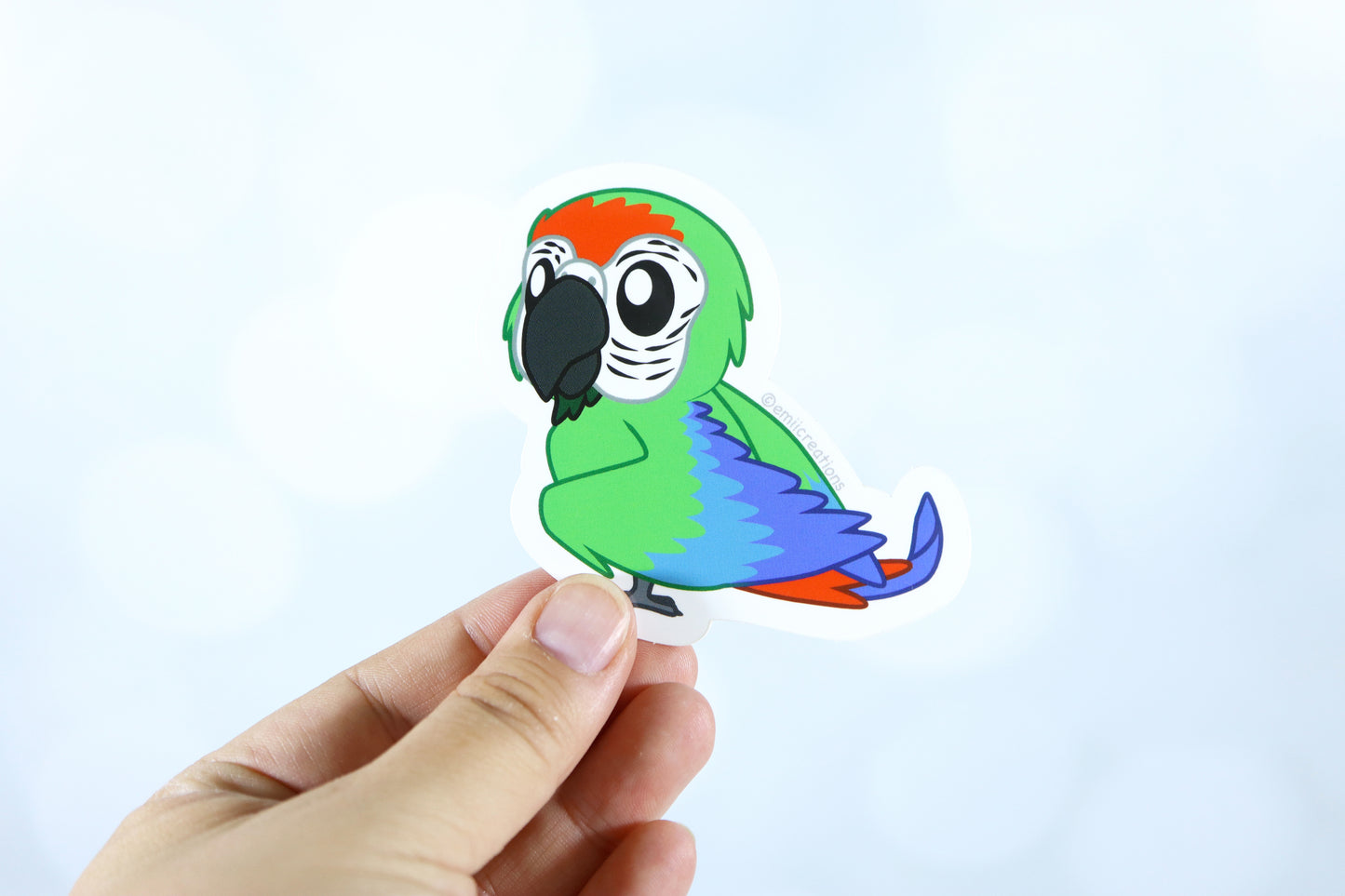 Cute Parrot Green Macaw Bird Sticker