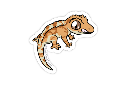 Cute Reptile Crested Gecko Stickers - Tongue Out and Adorable