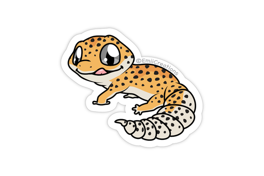 Cute Reptile Leopard Gecko Stickers - Tongue Out and Adorable