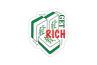 Get Rich with Mahjong Sticker - Asian Themed Cute and Funny