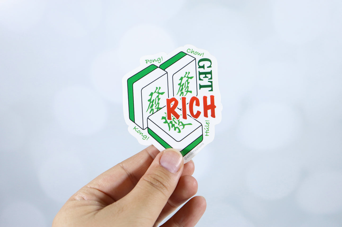 Get Rich with Mahjong Sticker - Asian Themed Cute and Funny