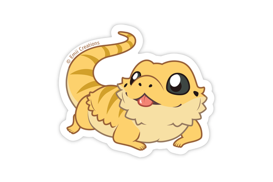 Cute Reptile Bearded Dragon Stickers - Tongue Out and Adorable
