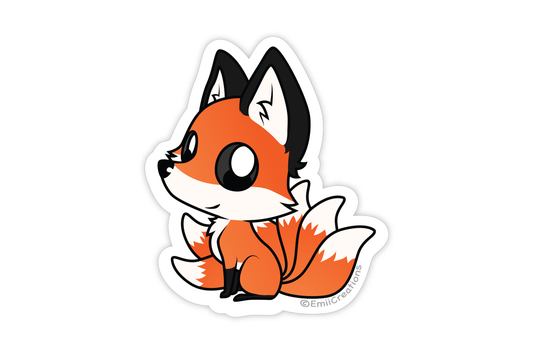 Cute Fox Sticker - Adorable Magical Six-Tailed Red Fox